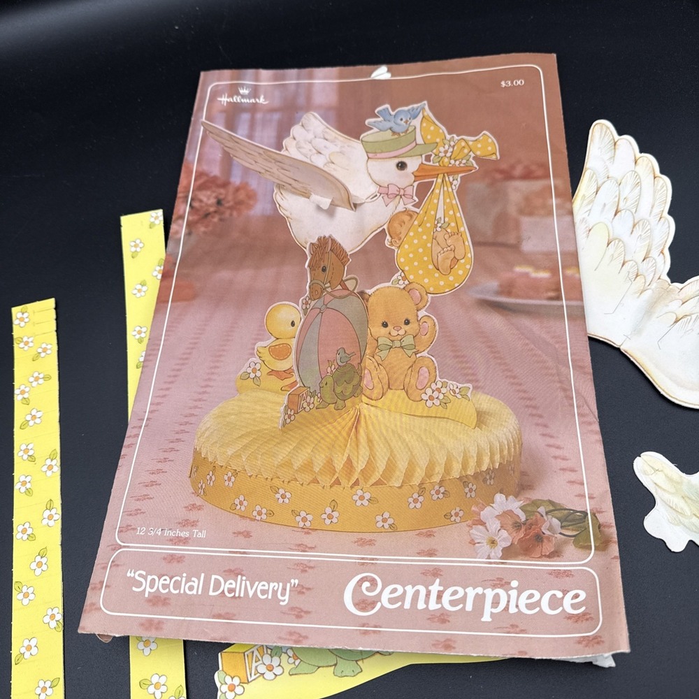 Vintage Baby Shower Honeycomb Hallmark Special Delivery Centerpiece COMPLETE